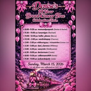 Denise’s 10yr Breast Cancer Free Train